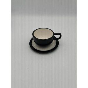 Kate Spade SATURDAY Tea Cup Saucer Set‎ Ceramic Espresso Black Stone